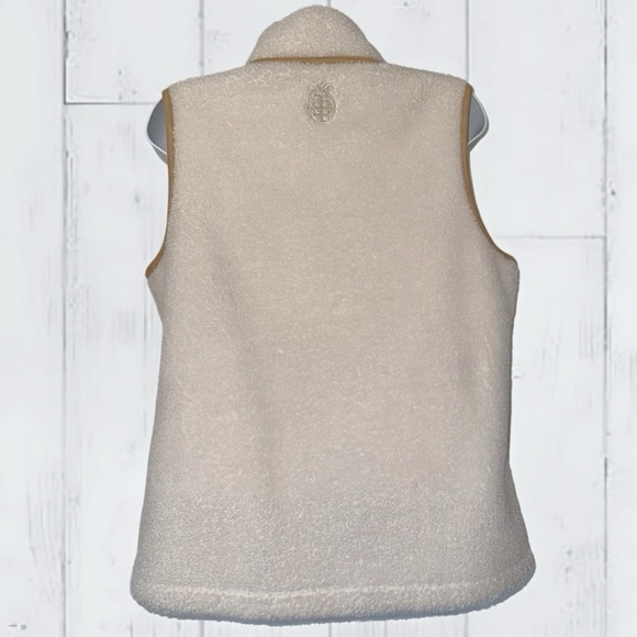 Tommy Bahama Sherpa Vest Womens Faux Suede Trim Coconut Cream size XS - Picture 10 of 14